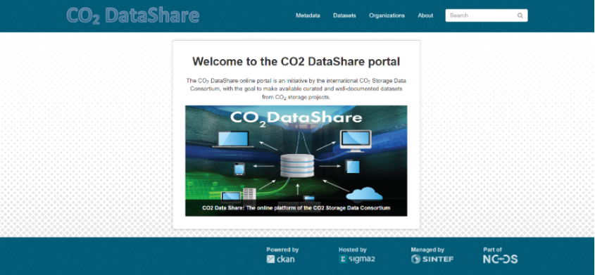 Image of the CO2 DataShare portal. 